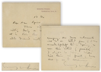 J.M. Barrie Autograph Letter Signed -- ...There will be nothing doing on Friday evening in Peter Pan except odds & ends...